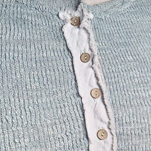 Free People Storm Blue Mountain Song Henley Long Sleeve Knit Sweater Size L - Picture 6 of 9